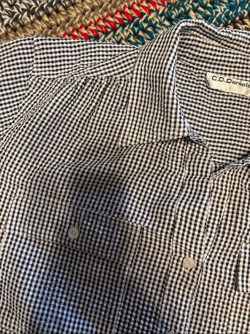 CD Daniels XL Black & White Gingham Short Sleeve Shirt - Picture 6 of 7
